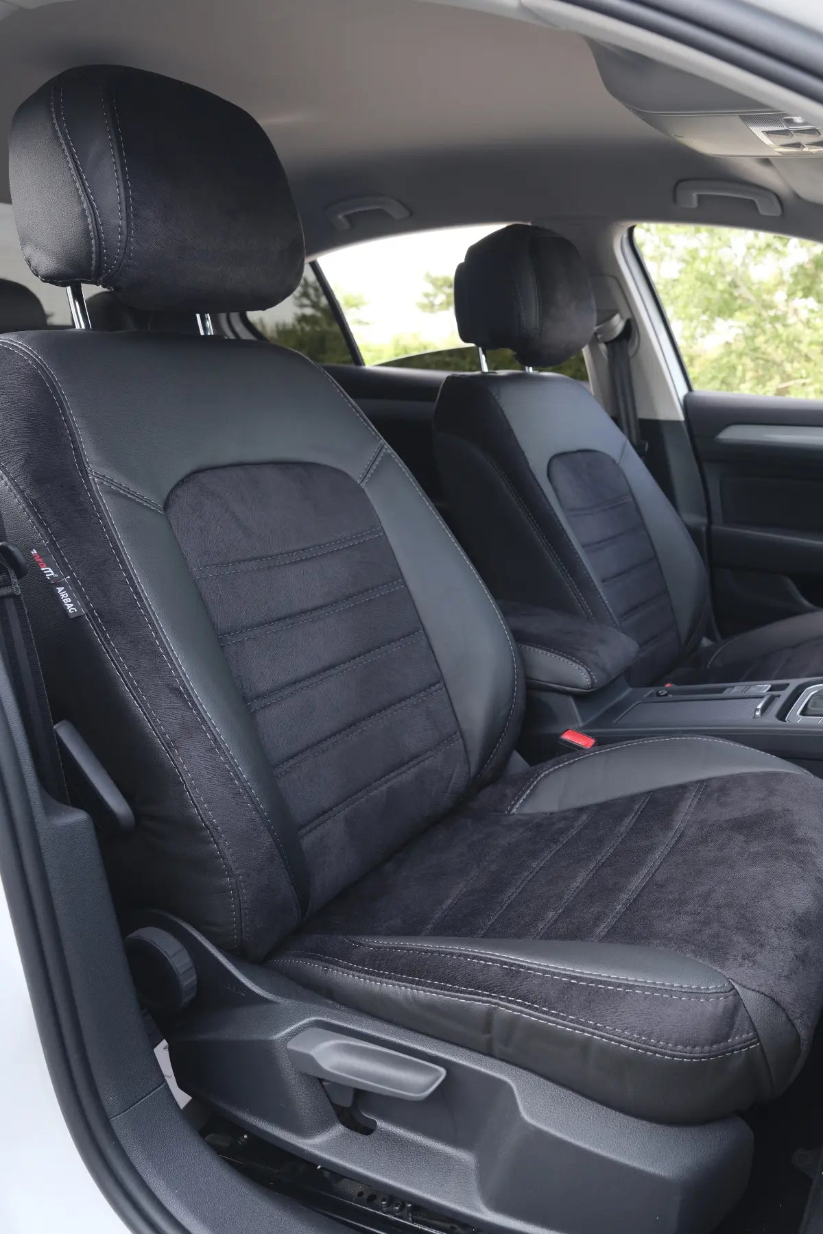 Araca Özel Koltuk Kılıfı - Volkswagen Passat - 2015-2022 - London Design - Siyah Siyah Füme