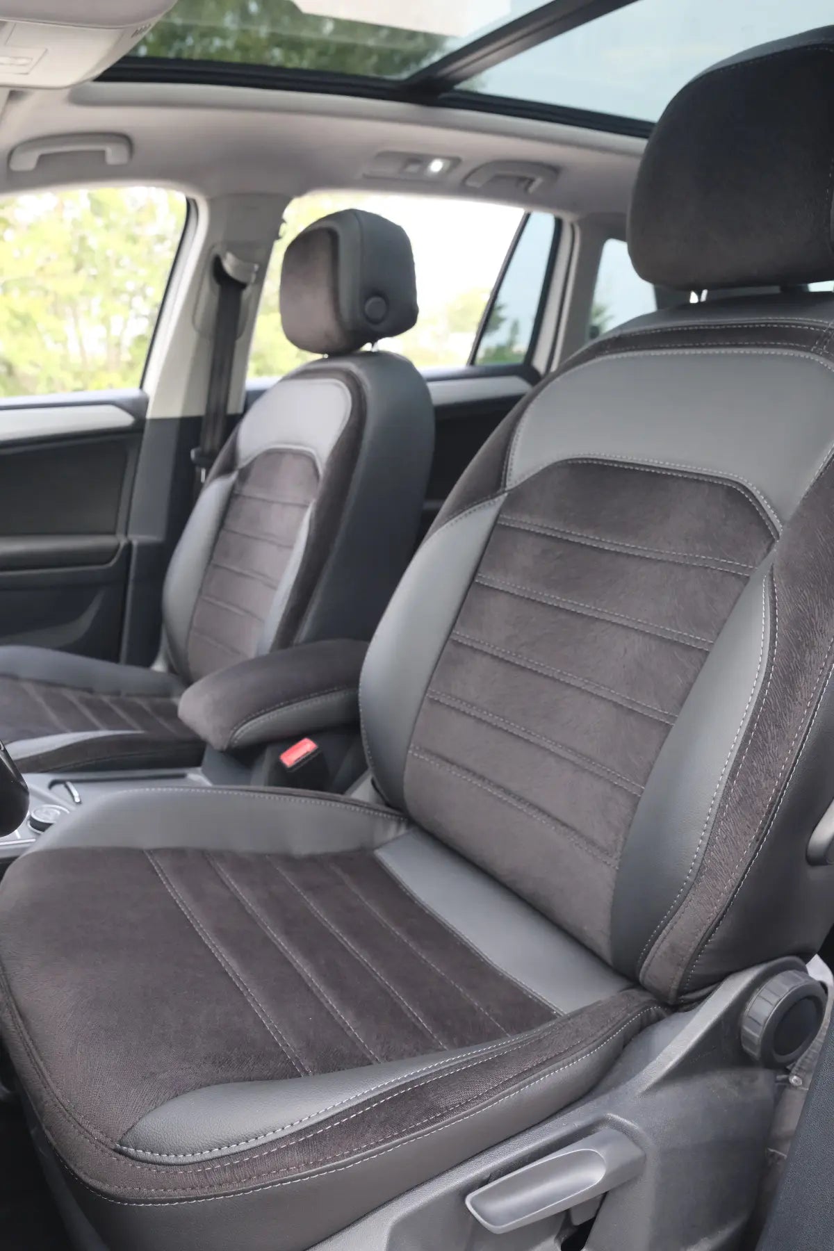 Araca Özel Koltuk Kılıfı - Volkswagen Tiguan - 2016 - 2022 - London Design - Siyah Siyah Füme
