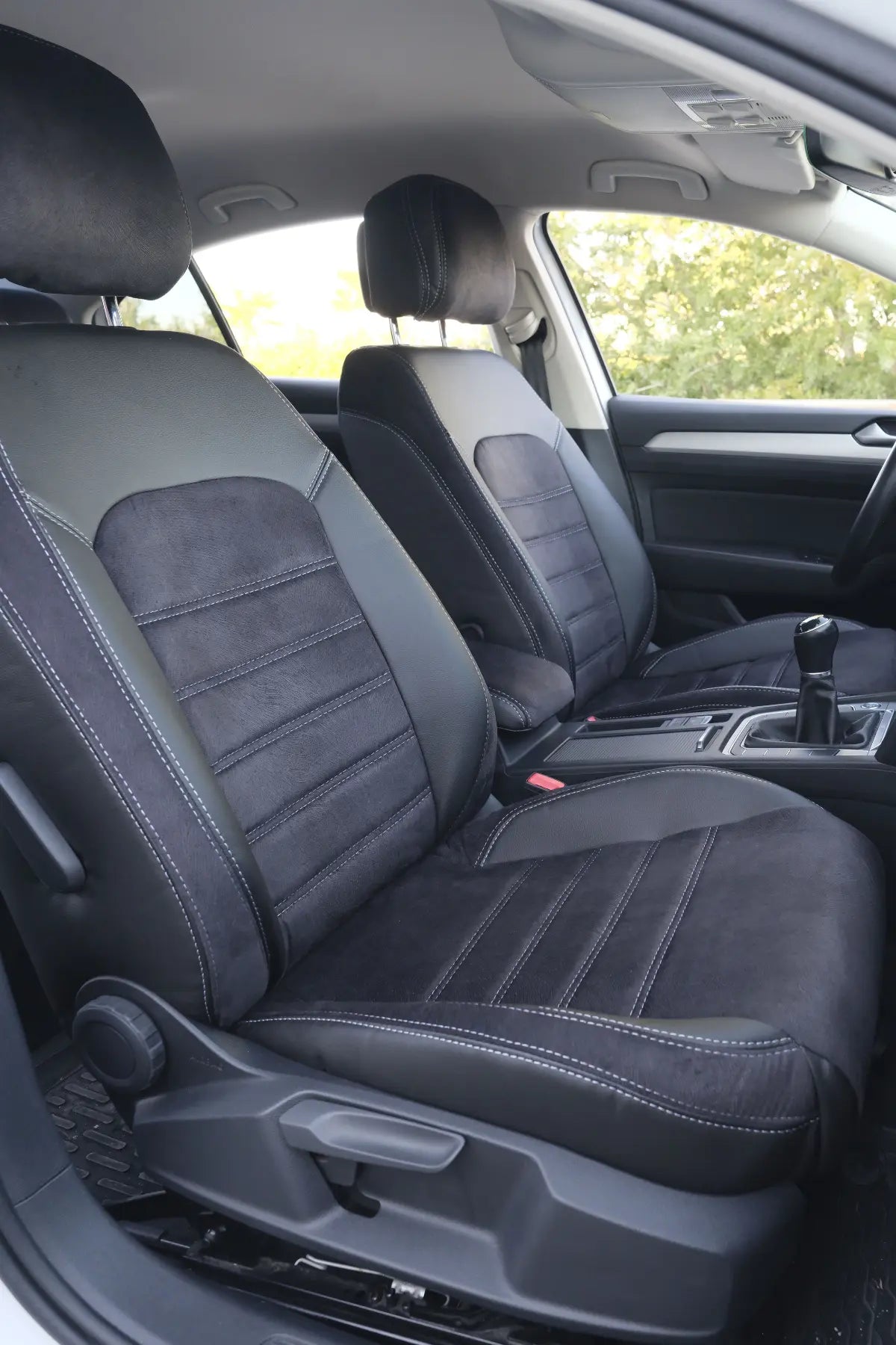 Araca Özel Koltuk Kılıfı - Volkswagen Passat - 2015 - 2022 London Design - Siyah Siyah Füme