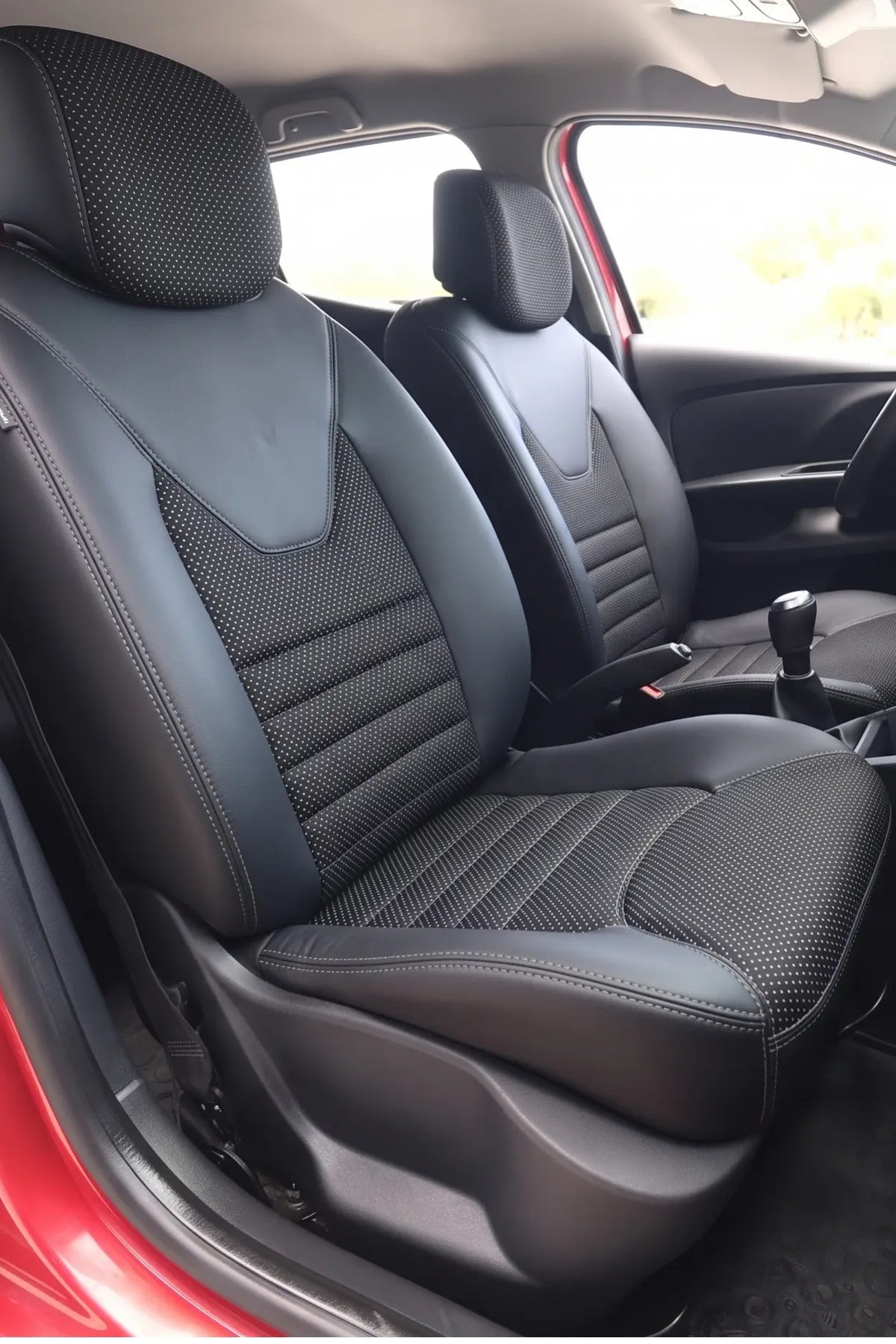 Araca Özel Koltuk Kılıfı - Renault Clio - 2013 - 2019 - Paris Design - Siyah Füme Noktalı Siyah Füme