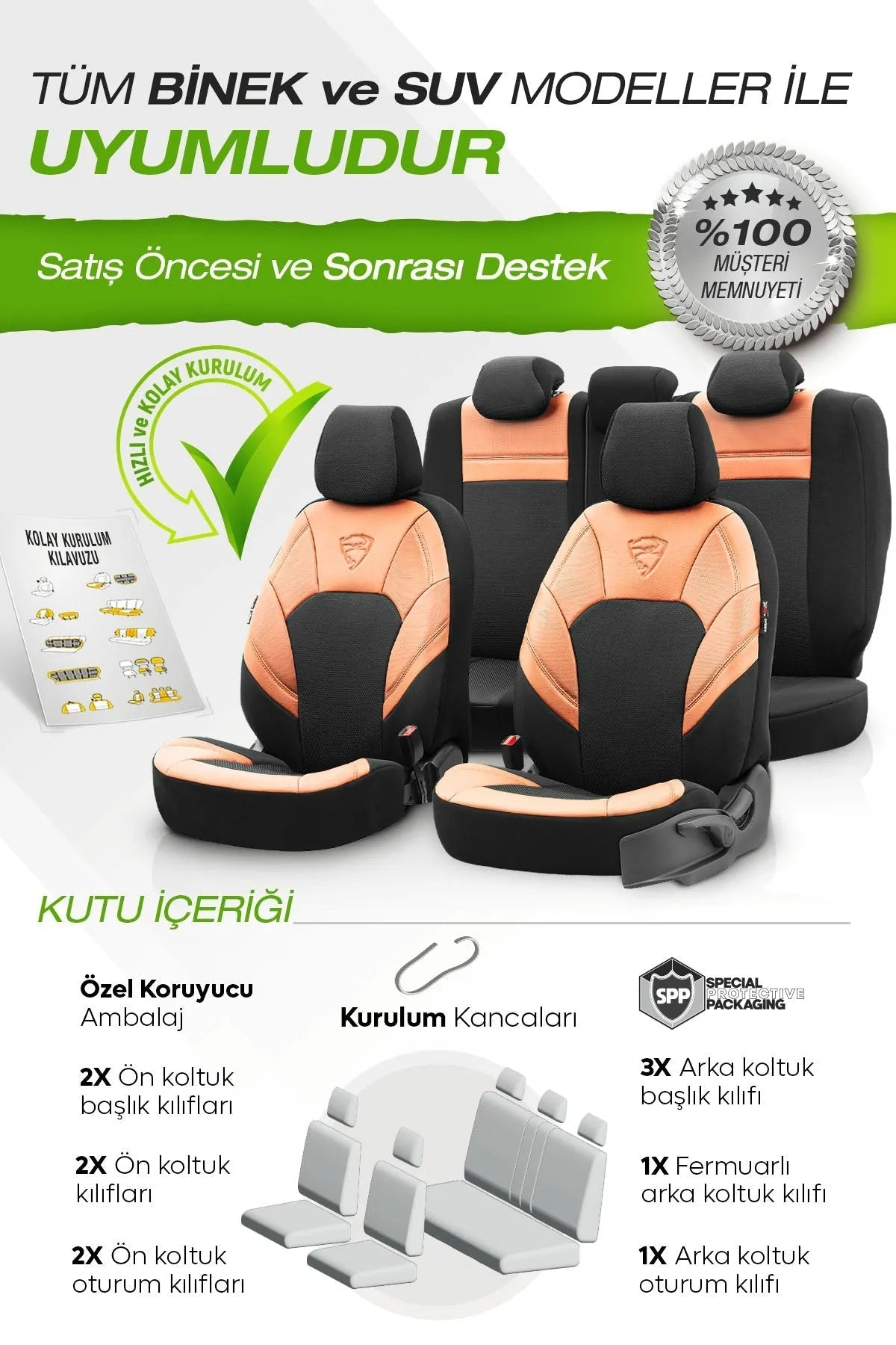 Otom Phantom Design Premium Yeni Nesil Oto Koltuk Kılıfı Tam Set - OtomBayi