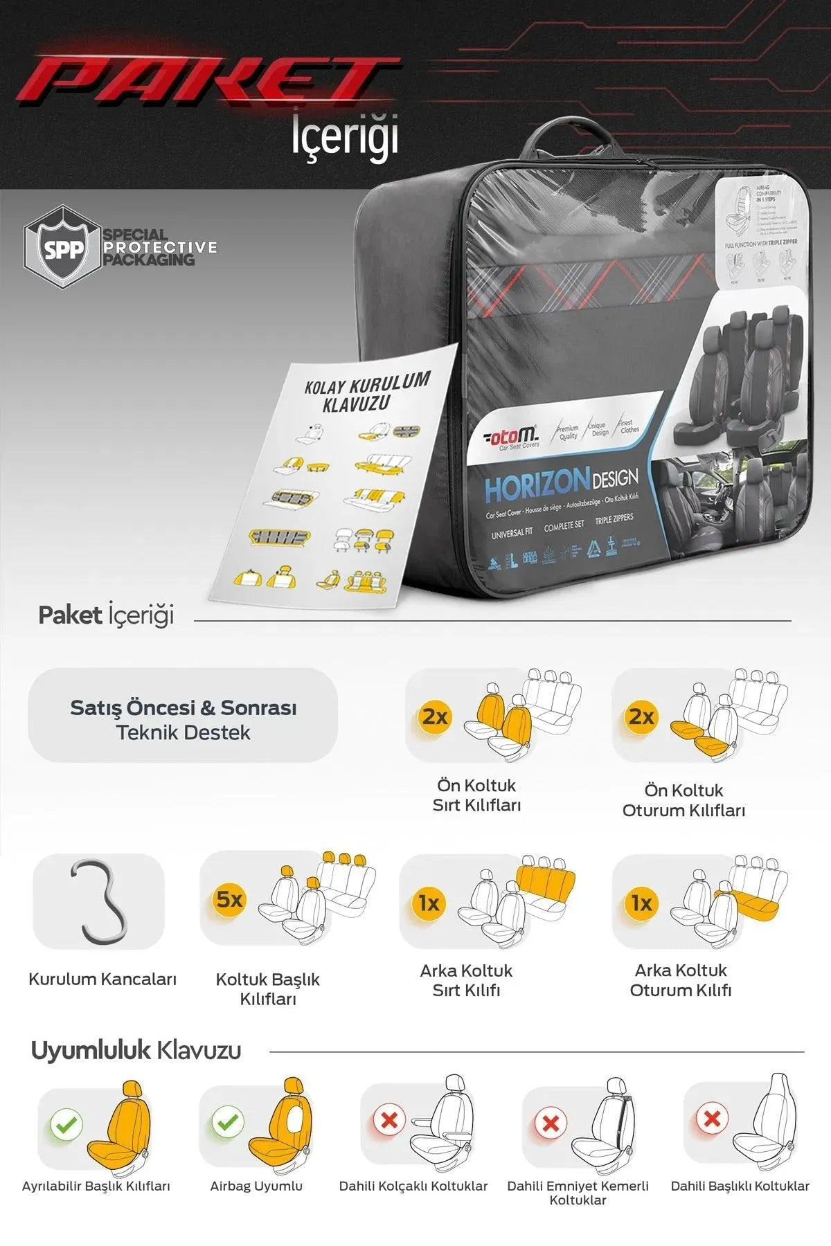 Otom Horizon Design Universal Oto Koltuk Kılıfı