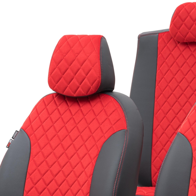 Otom Ford Ranger 2012-2018 Özel Üretim Koltuk Kılıfı Madrid Design Tay Tüyü Kırmızı - Siyah - 4