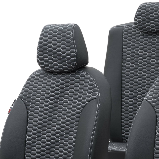 Otom Opel Vivaro 2001-2014 4+1 (5 Kişi) Özel Üretim Koltuk Kılıfı Tokyo Design Deri Siyah - Beyaz - 4