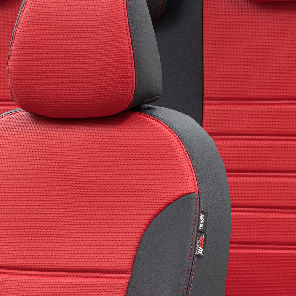 Otom Ford Ranger 2012-2018 Özel Üretim Koltuk Kılıfı New York Design Kırmızı - Siyah - 3