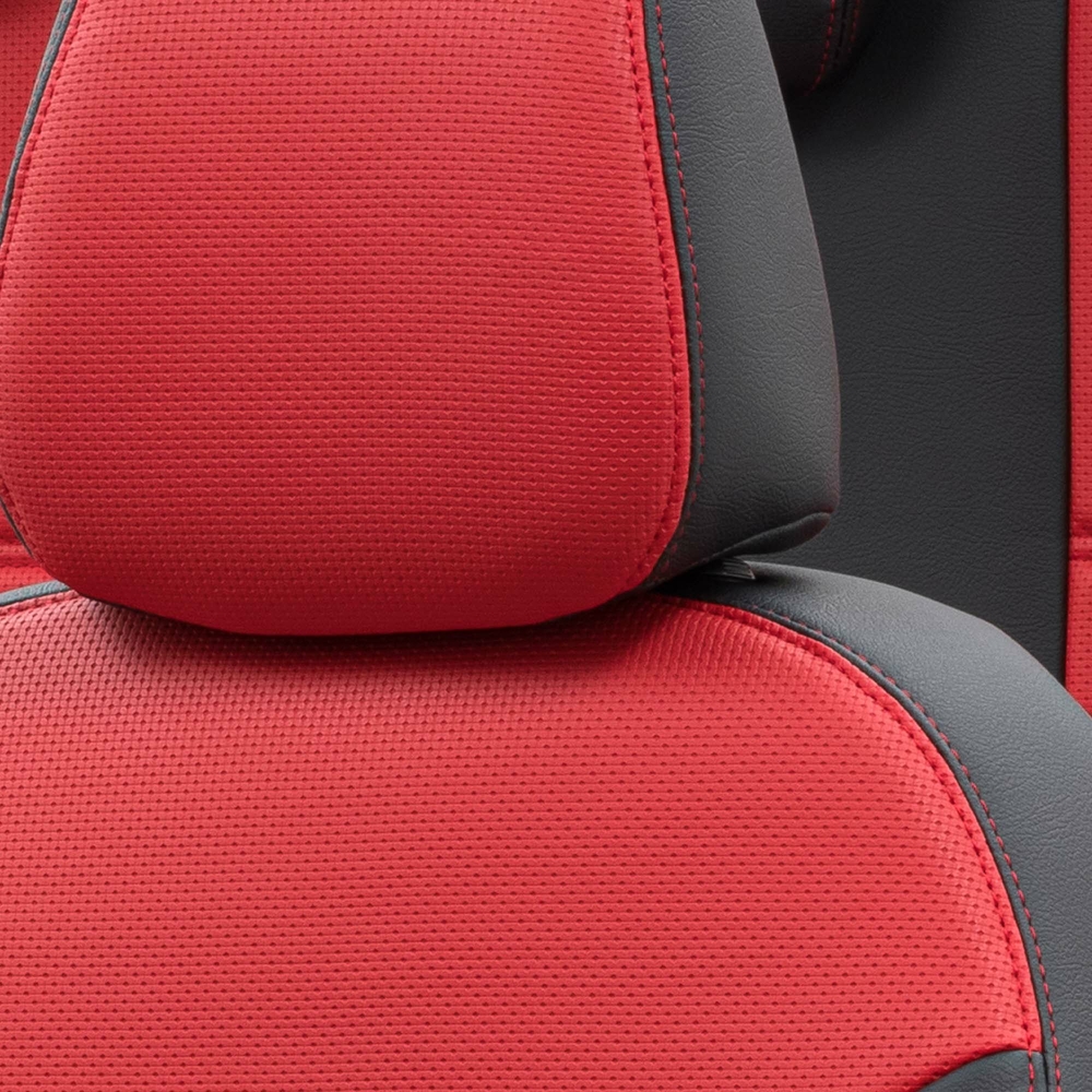 Otom Ford Ranger 2012-2018 Özel Üretim Koltuk Kılıfı New York Design Kırmızı - Siyah - 5