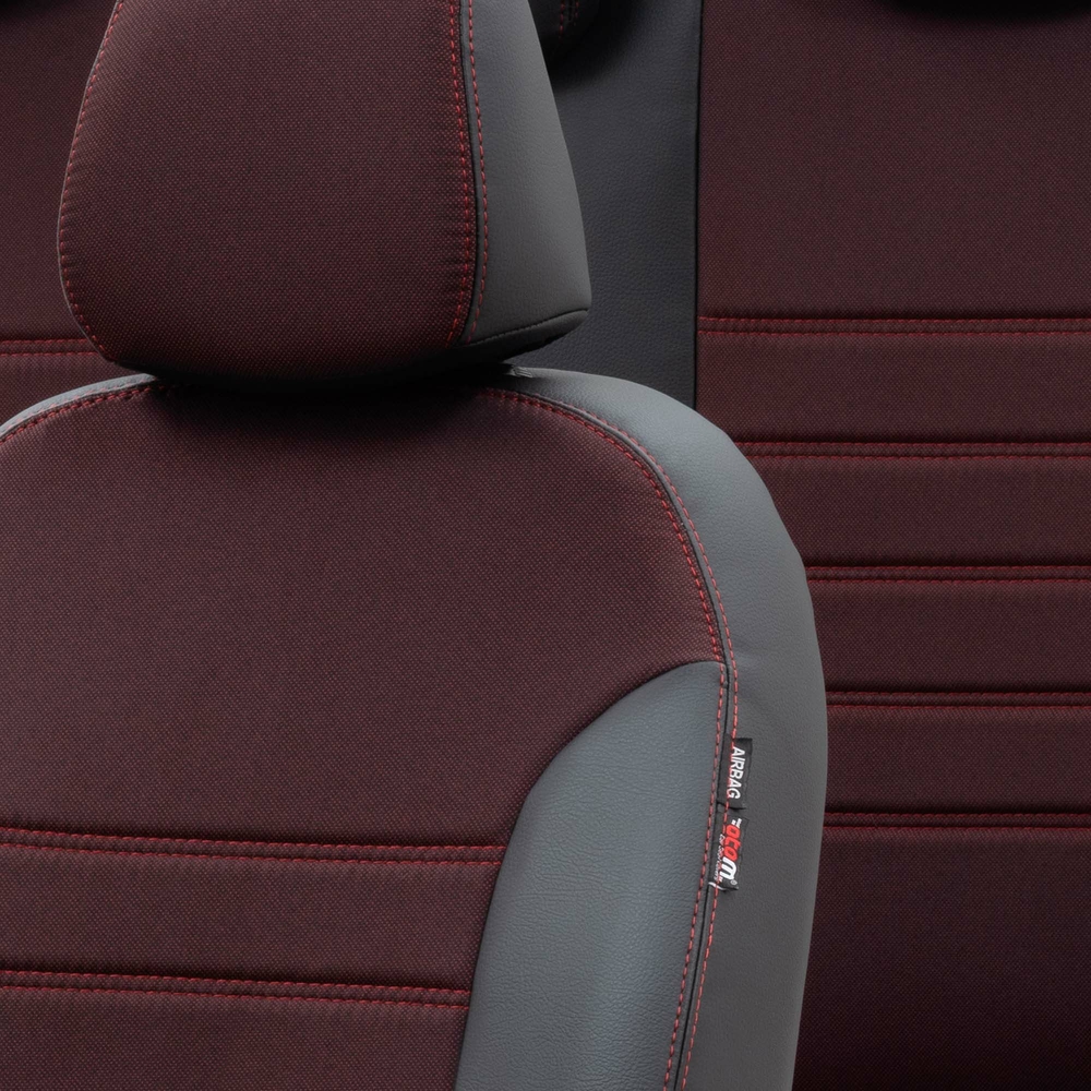Otom Ford Ranger 2012-2018 Özel Üretim Koltuk Kılıfı Paris Design Kırmızı - Siyah - 3