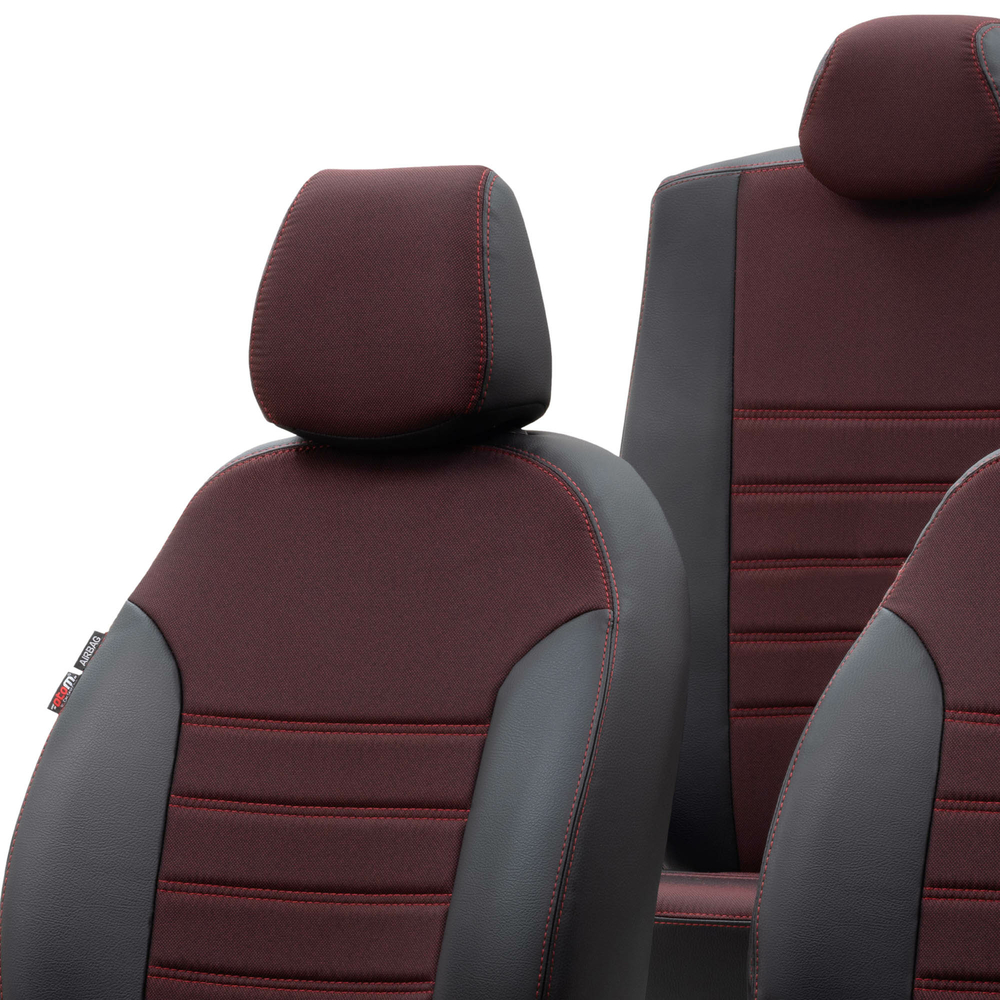 Otom Ford Ranger 2012-2018 Özel Üretim Koltuk Kılıfı Paris Design Kırmızı - Siyah - 4