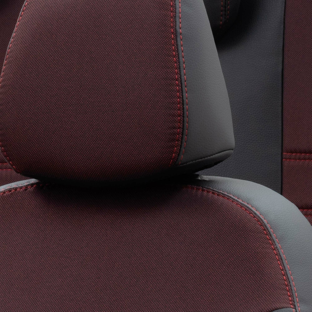 Otom Ford Ranger 2012-2018 Özel Üretim Koltuk Kılıfı Paris Design Kırmızı - Siyah - 5