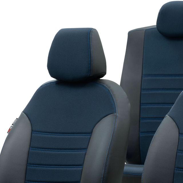 Otom Ford Ranger 2012-2018 Özel Üretim Koltuk Kılıfı Paris Design Mavi - Siyah - 3