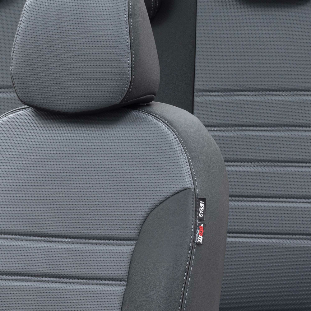 Otom Hyundai i20 2009-2014 Özel Üretim Koltuk Kılıfı New York Design Füme - Siyah - 3