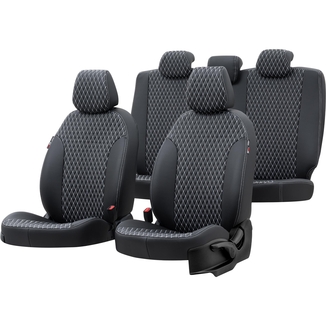 Otom Mitsubishi Carisma 1995-2005 Özel Üretim Koltuk Kılıfı Amsterdam Design Deri Siyah - Beyaz - Otom