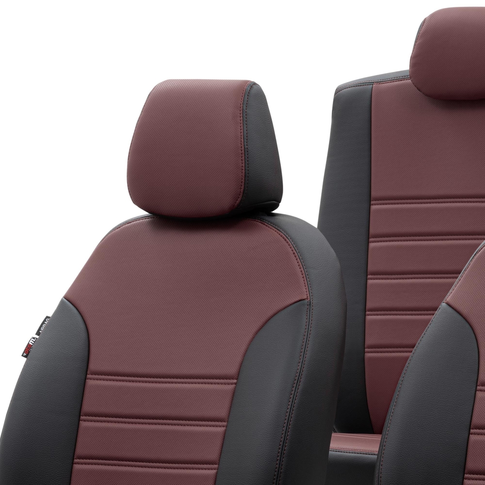 Otom Seat Alhambra 1996-2010 Özel Üretim Koltuk Kılıfı İstanbul Design Bordo - Siyah - 4