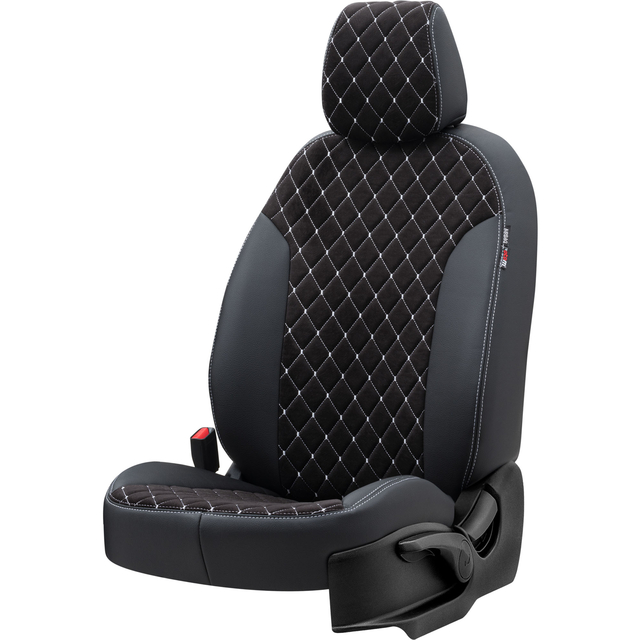 Otom Seat Alhambra 1996-2010 Özel Üretim Koltuk Kılıfı Madrid Design Tay Tüyü Siyah - Beyaz - 2