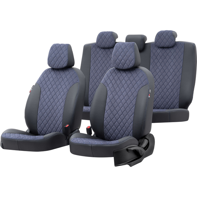 Otom Seat Alhambra 1996-2010 Özel Üretim Koltuk Kılıfı Madrid Design Tay Tüyü Mavi - Siyah - 1