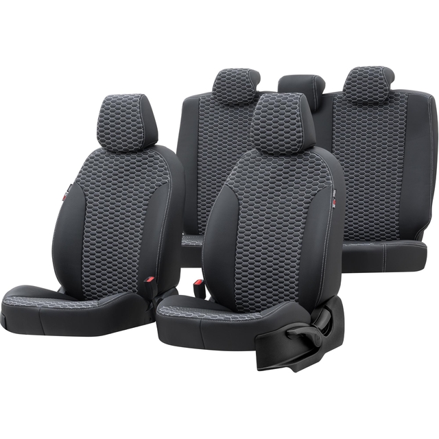 Otom Seat Alhambra 1996-2010 Özel Üretim Koltuk Kılıfı Tokyo Design Deri Siyah - Beyaz - 1