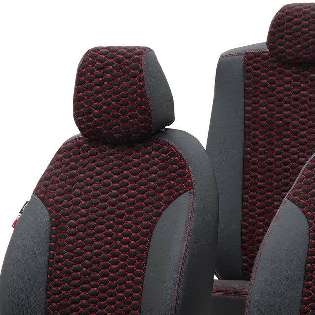 Otom Seat Alhambra 1996-2010 Özel Üretim Koltuk Kılıfı Tokyo Design Tay Tüyü Siyah - Kırmızı - 4