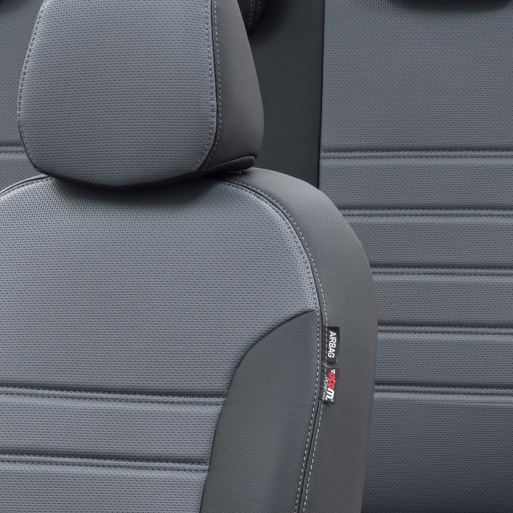 Otom Seat Altea XL 2004-2015 Özel Üretim Koltuk Kılıfı New York Design Füme - Siyah - 3