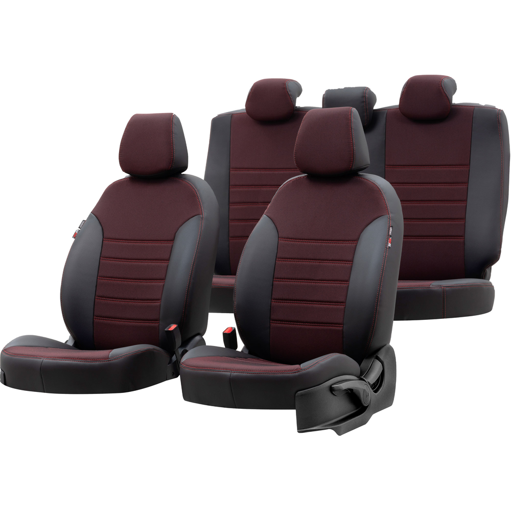 Otom Seat Cordoba 2003-2009 Özel Üretim Koltuk Kılıfı Paris Design Kırmızı - Siyah - 1