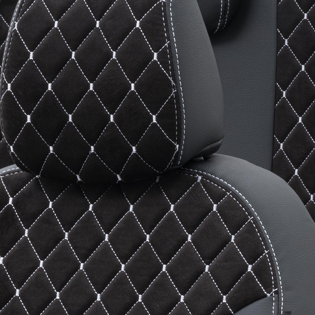 Peugeot Partner Tepee (3 Kişi) 2008-2018 Özel Üretim Koltuk Kılıfı Madrid Design Taytüyü Siyah-Beyaz - 5