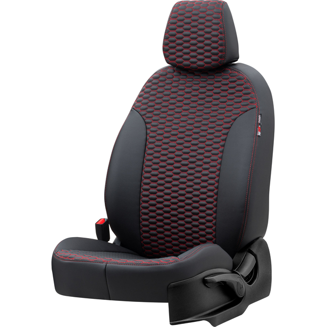 Otom Seat Altea XL 2004-2015 Özel Üretim Koltuk Kılıfı Tokyo Design Deri Siyah - Kırmızı - 2