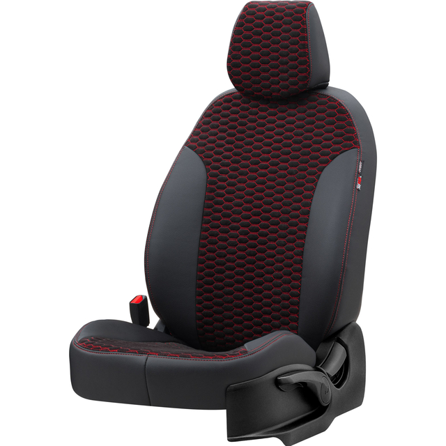 Otom Seat Altea XL 2004-2015 Özel Üretim Koltuk Kılıfı Tokyo Design Tay Tüyü Siyah - Kırmızı - 2