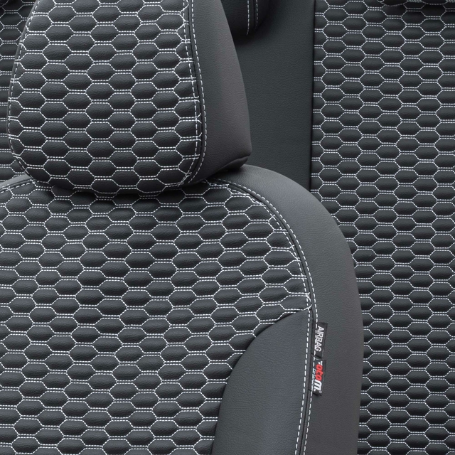 Otom Seat Cordoba 2003-2009 Özel Üretim Koltuk Kılıfı Tokyo Design Deri Siyah - Beyaz - 3