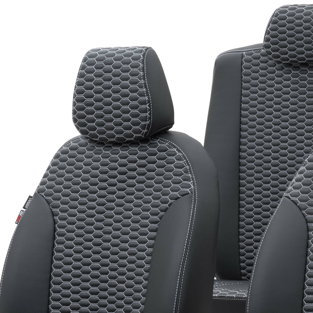 Otom Seat Cordoba 2003-2009 Özel Üretim Koltuk Kılıfı Tokyo Design Deri Siyah - Beyaz - 4