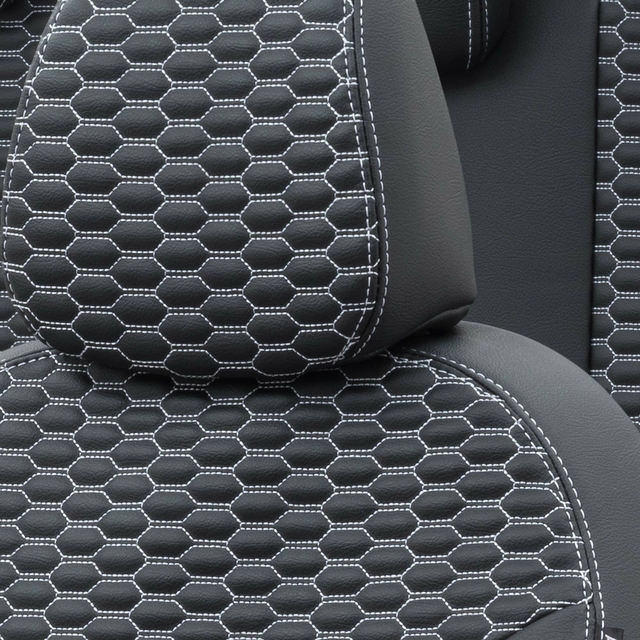 Otom Seat Cordoba 2003-2009 Özel Üretim Koltuk Kılıfı Tokyo Design Deri Siyah - Beyaz - 5